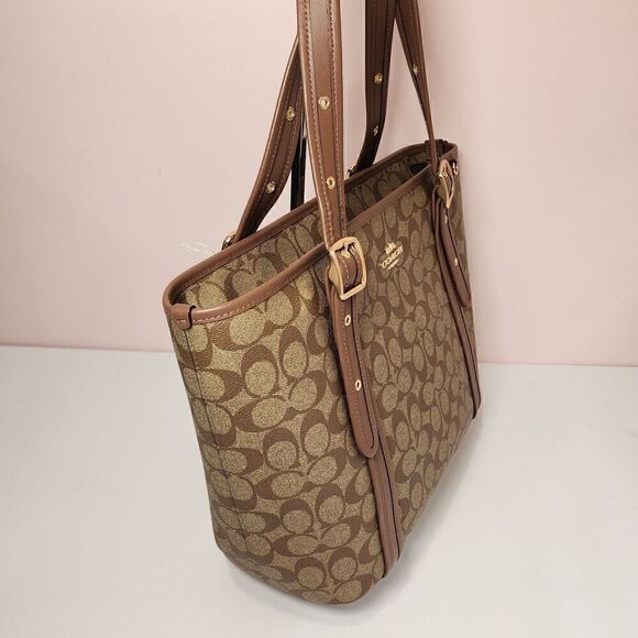 NWT COACH CN328 Signature Canvas/Leather ASHTON TOTE Shoulder Saddle - Picture 4 of 8